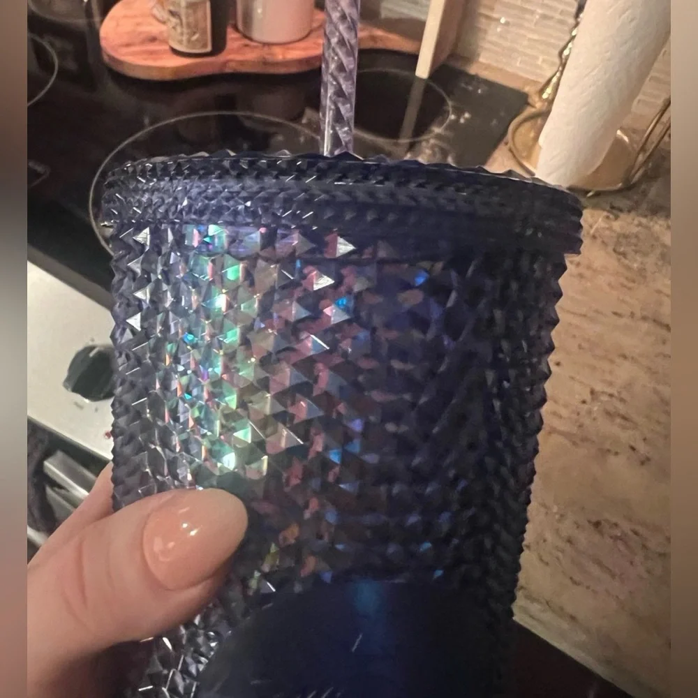 WDW 50th Anniversary Starbucks Blue Studded Tumbler with Straw 💙✨